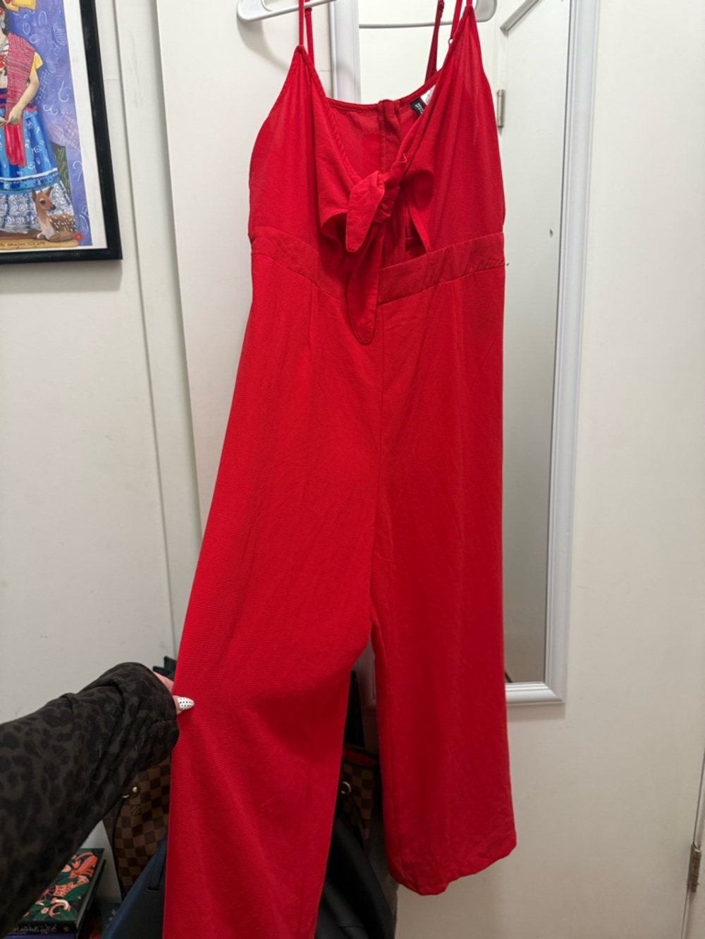 H&M Red Wide-Leg Jumpsuit with Front Tie